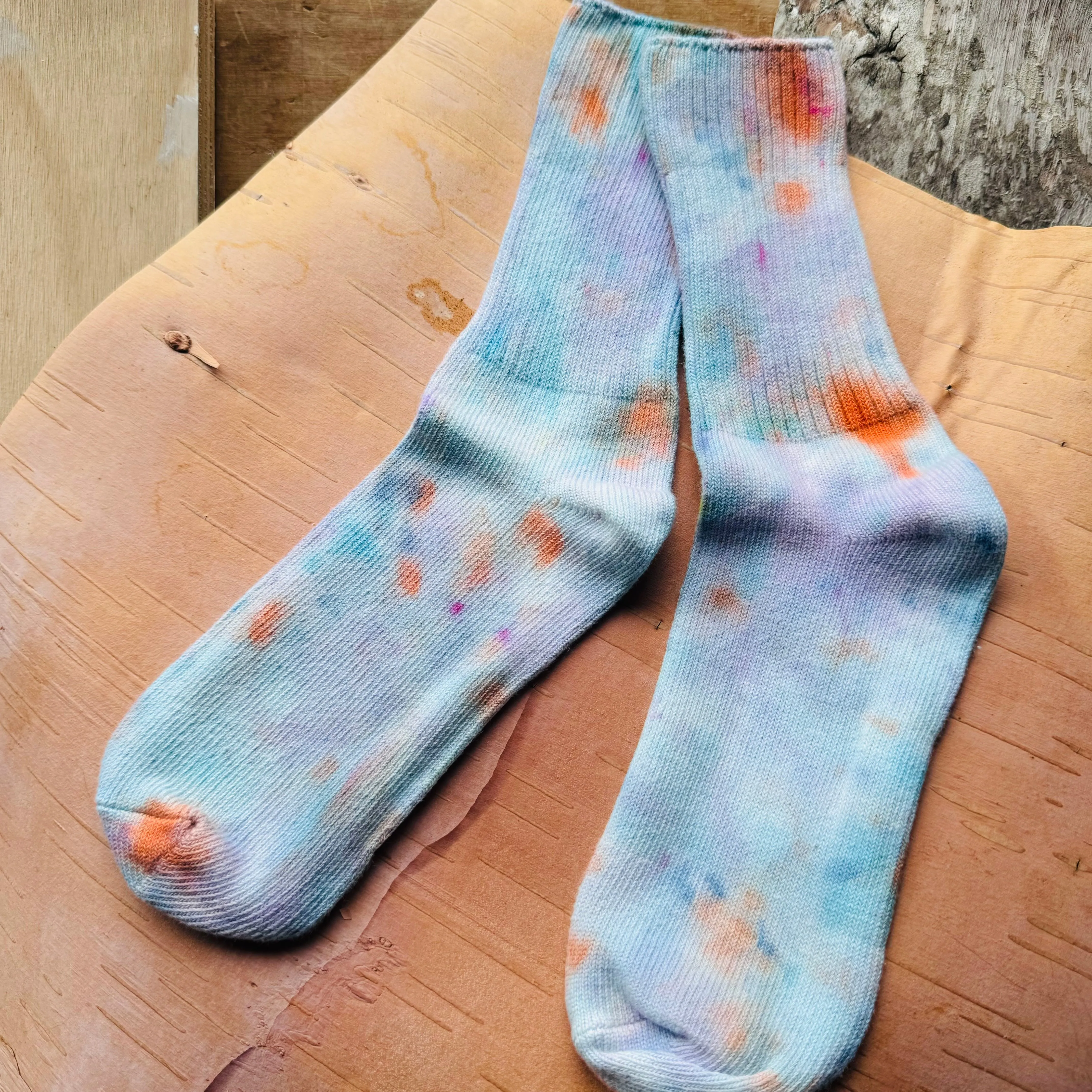 Hand Dyed Cotton Socks- Random Dyed by Scarfshop 13-16