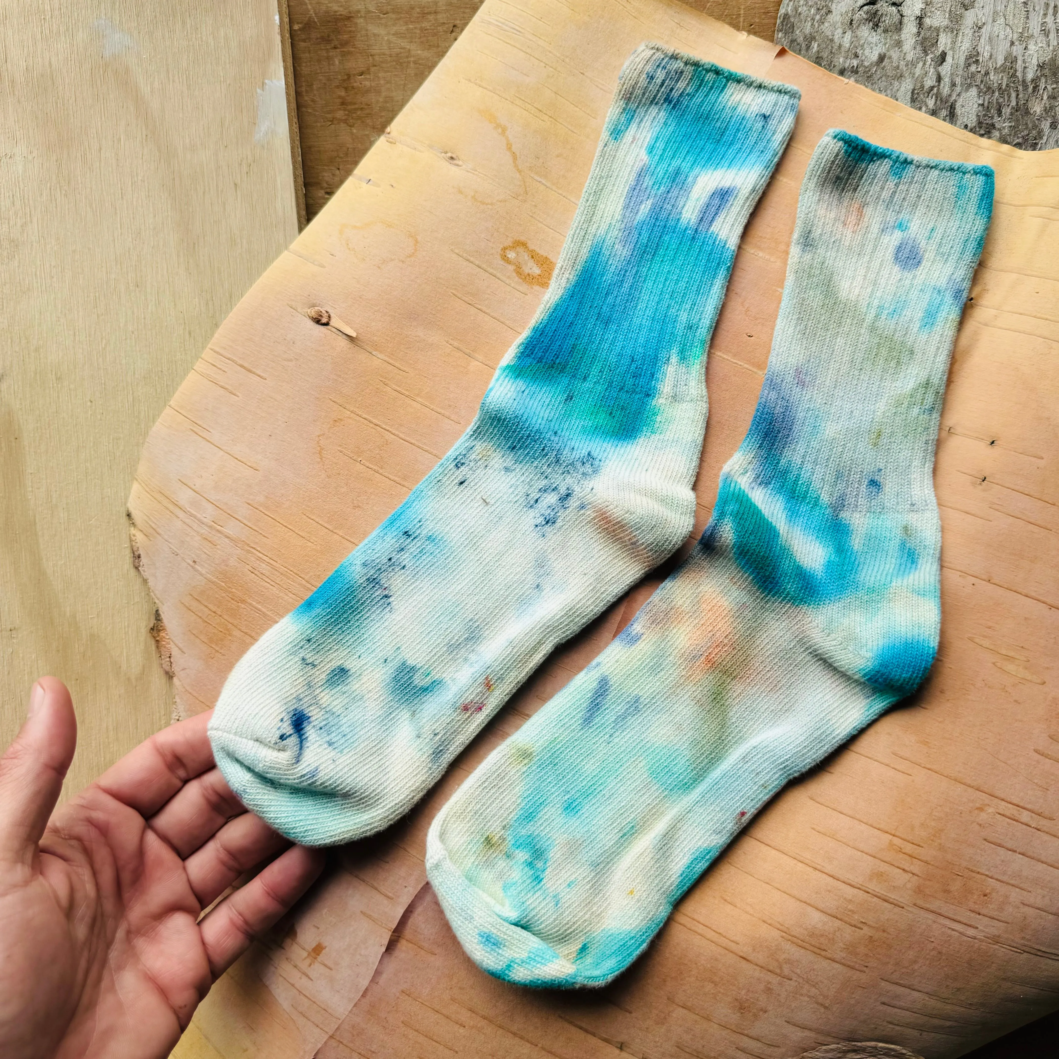 Hand Dyed Cotton Socks- Random Dyed by Scarfshop 13-16