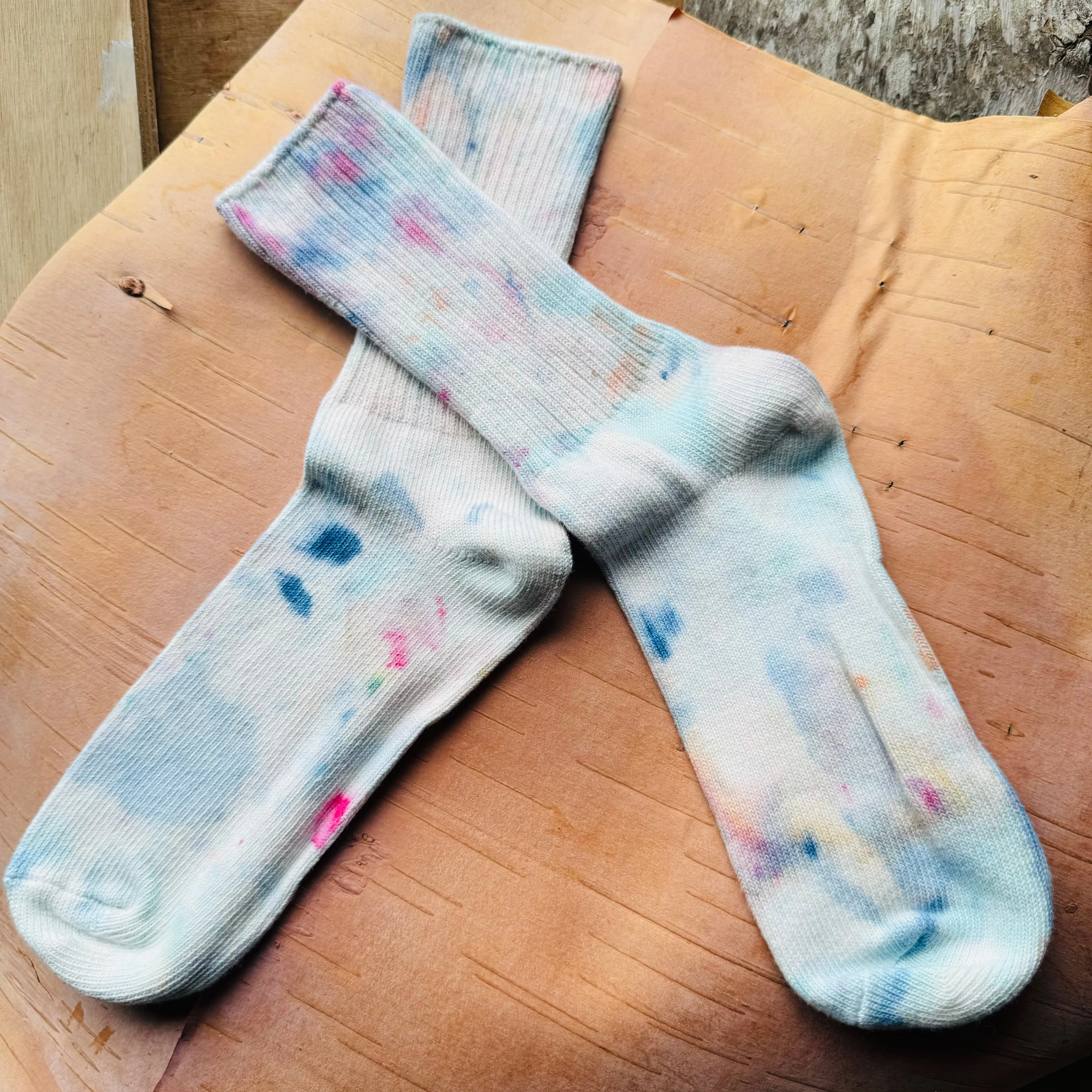 Hand Dyed Cotton Socks- Random Dyed by Scarfshop 13-16