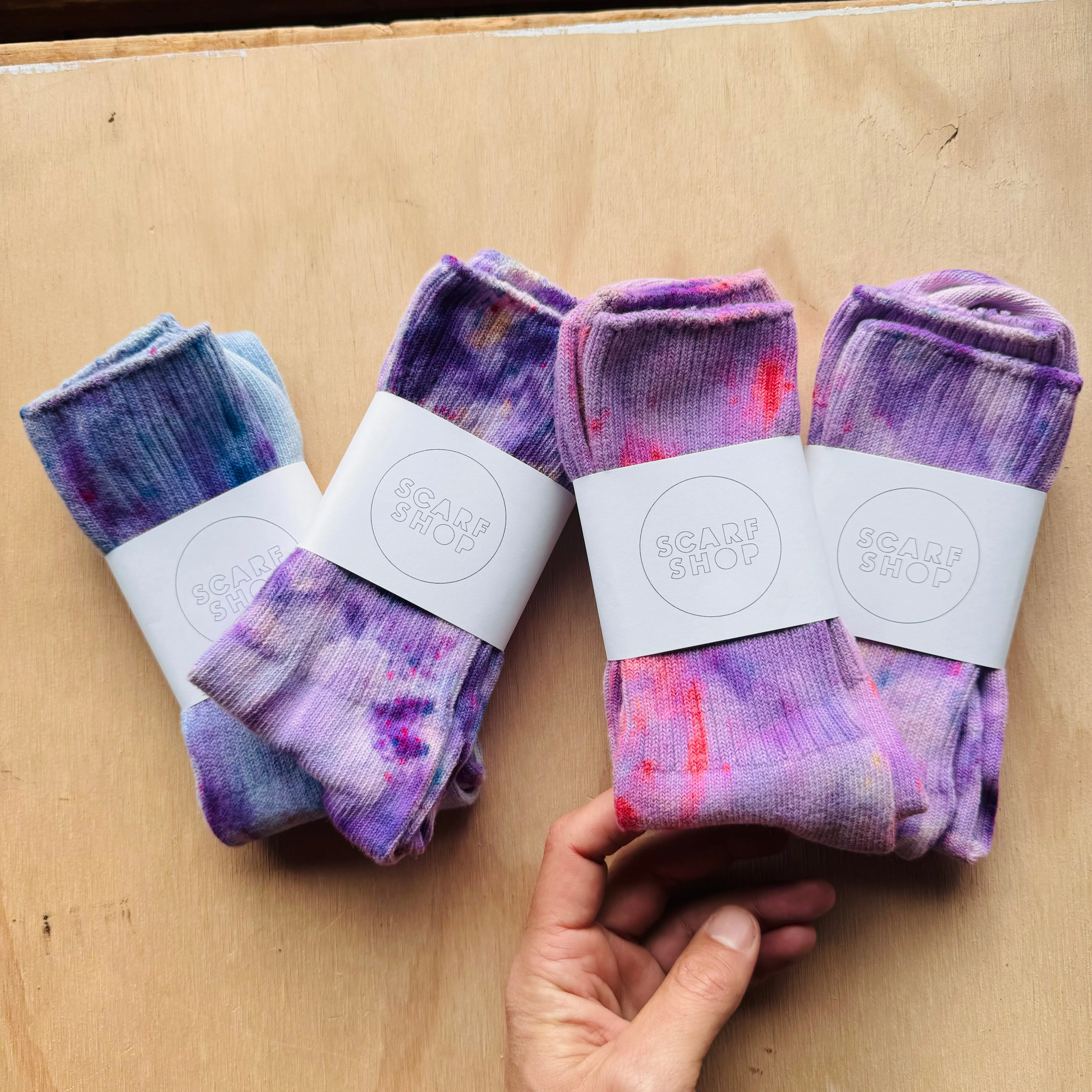 Hand Dyed Cotton Socks- Random Dyed by Scarfshop 25-28