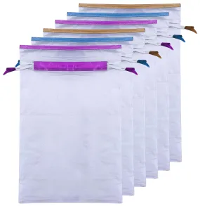 Heart Home 6 Piece Waterproof PVC Travel Shoe Cover, String Bag Organizer, White CTHH16073