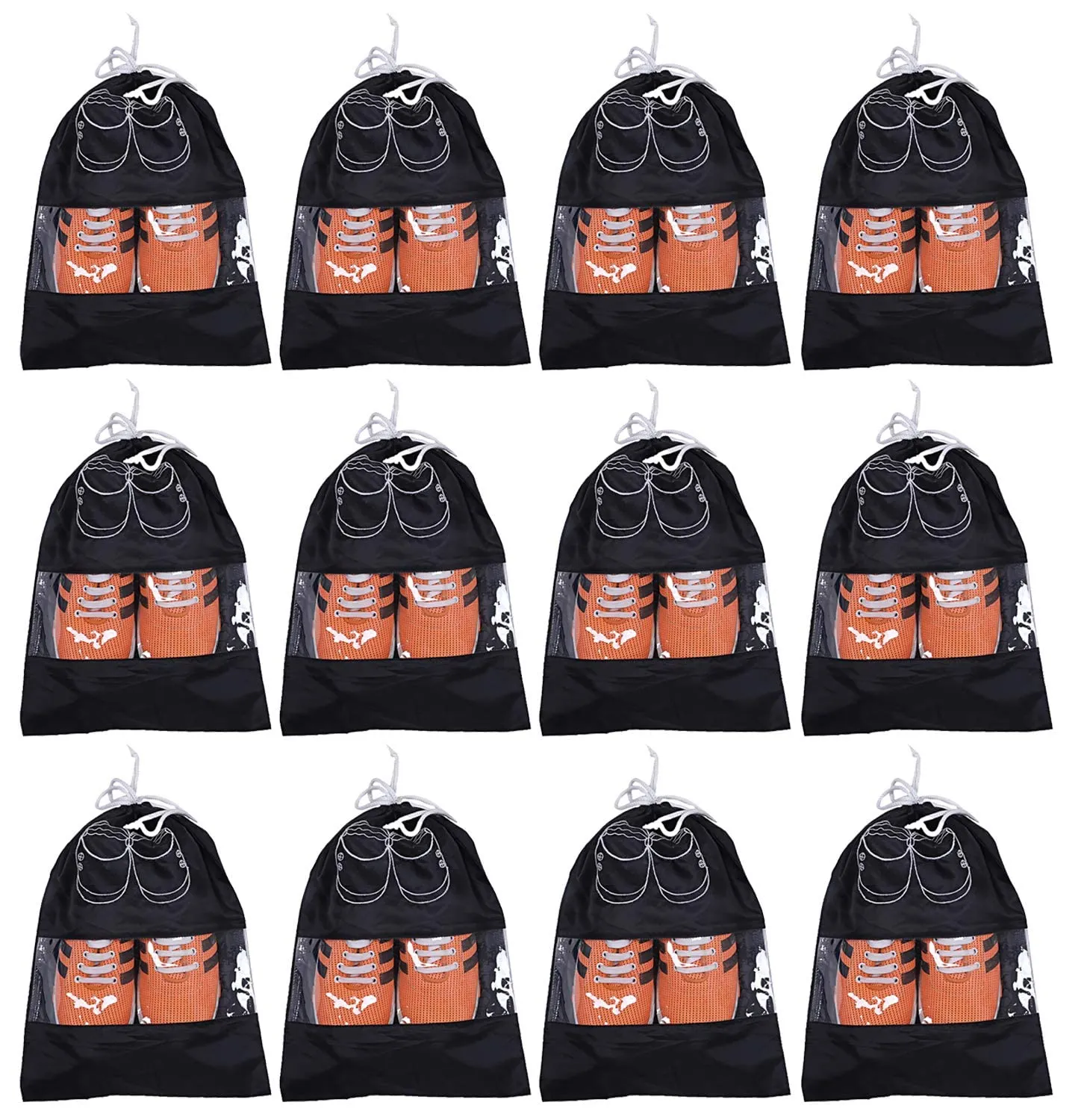 Heart Home Parachute Waterproof 12 Pieces Shoe Cover/Shoe Bag (Black)- CTHH20001