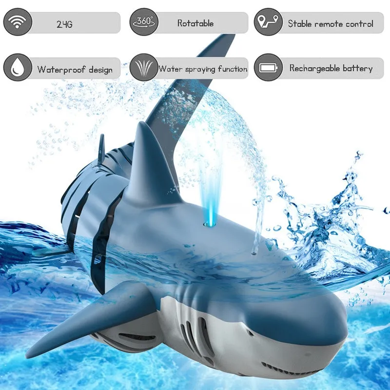 Kid's remote control shark Toy electric toy  rc toy water toy cool lights and water spray gift for boys