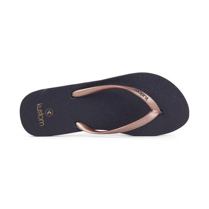 Kustom - Classic Jandals (Black Rose Gold)