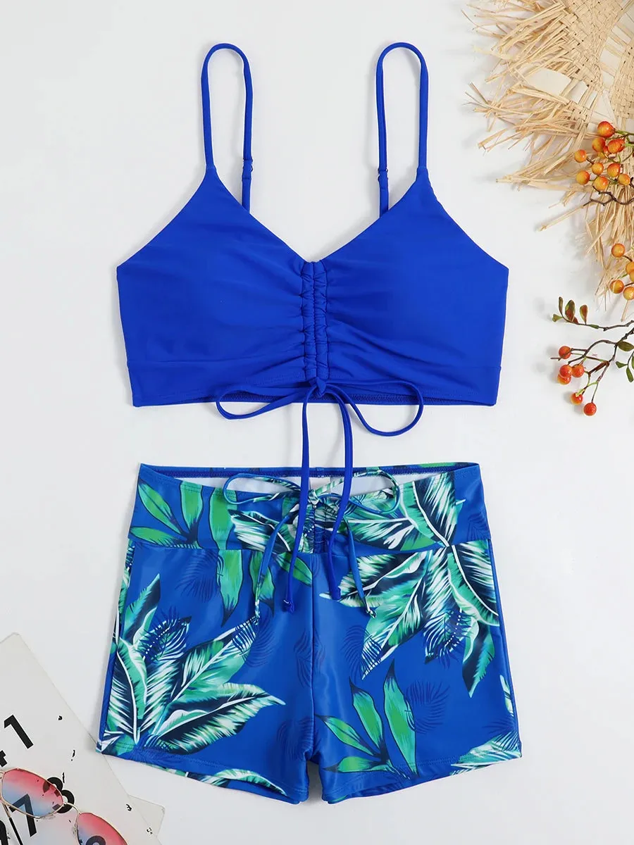 Leaf Print Beach Bikini Suit