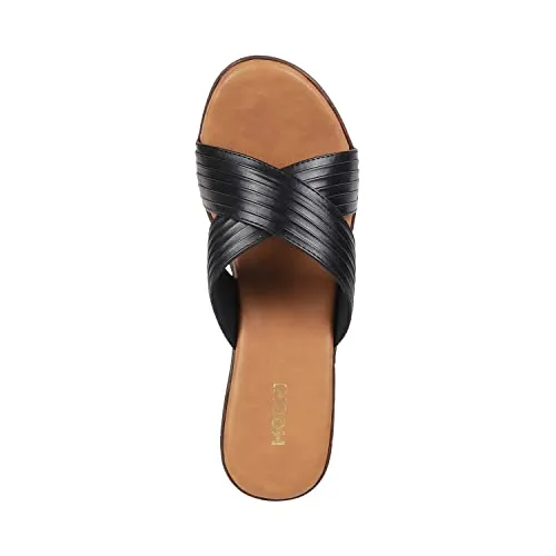 Mochi Women Black Wedge Heel Slip-on UK/6 EU/39 (34-123)