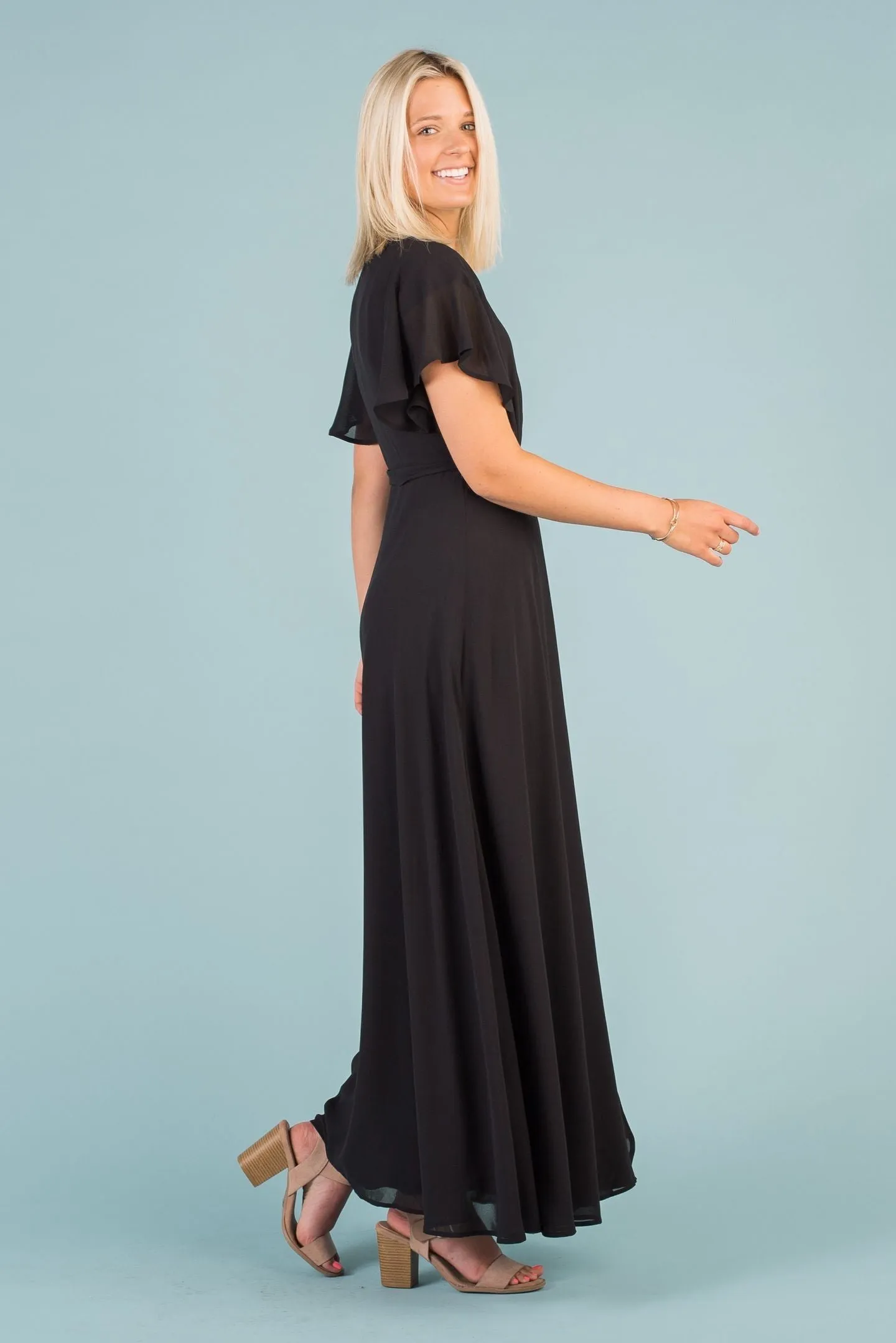 Naples Flutter Sleeve Wrap Maxi
