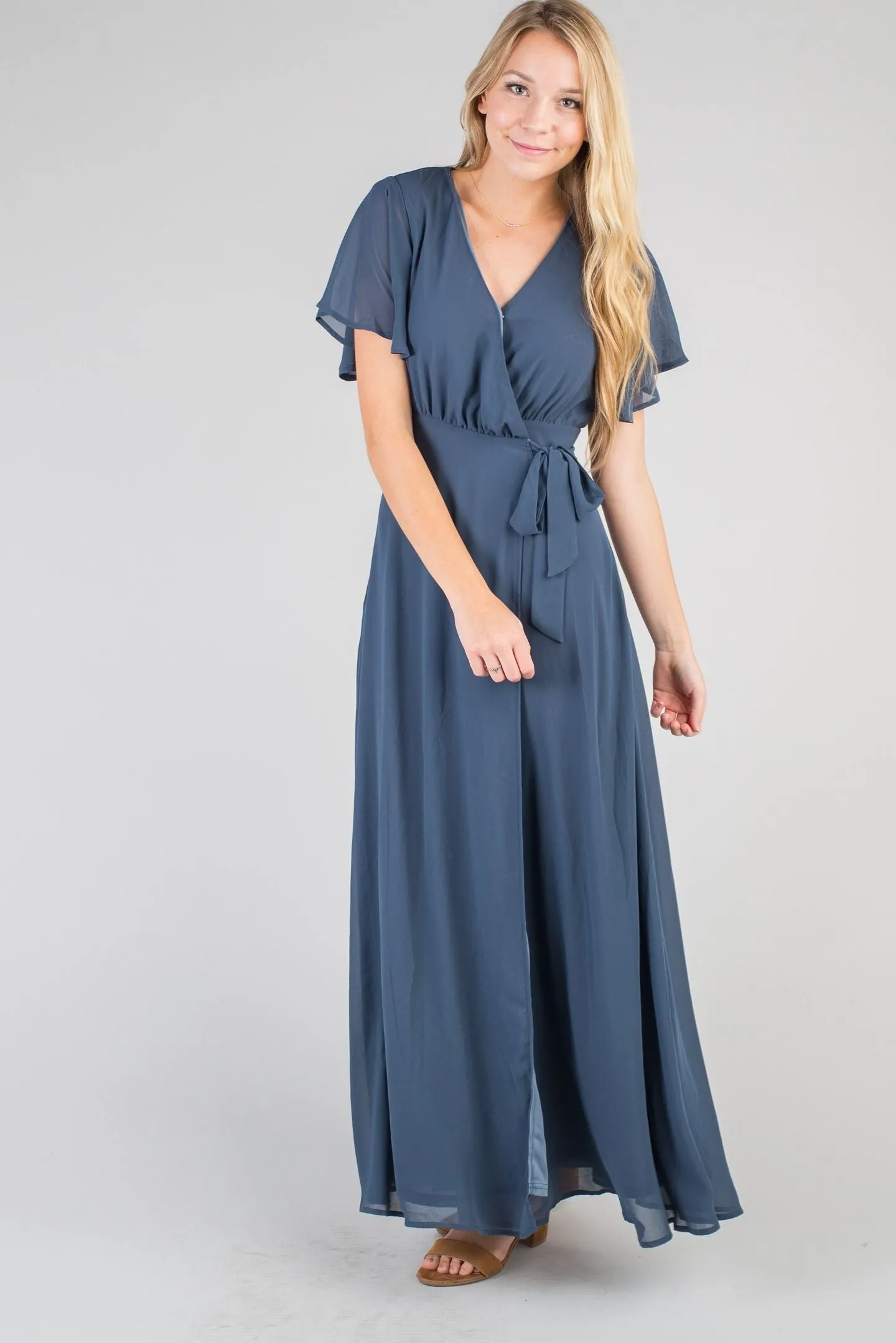 Naples Flutter Sleeve Wrap Maxi