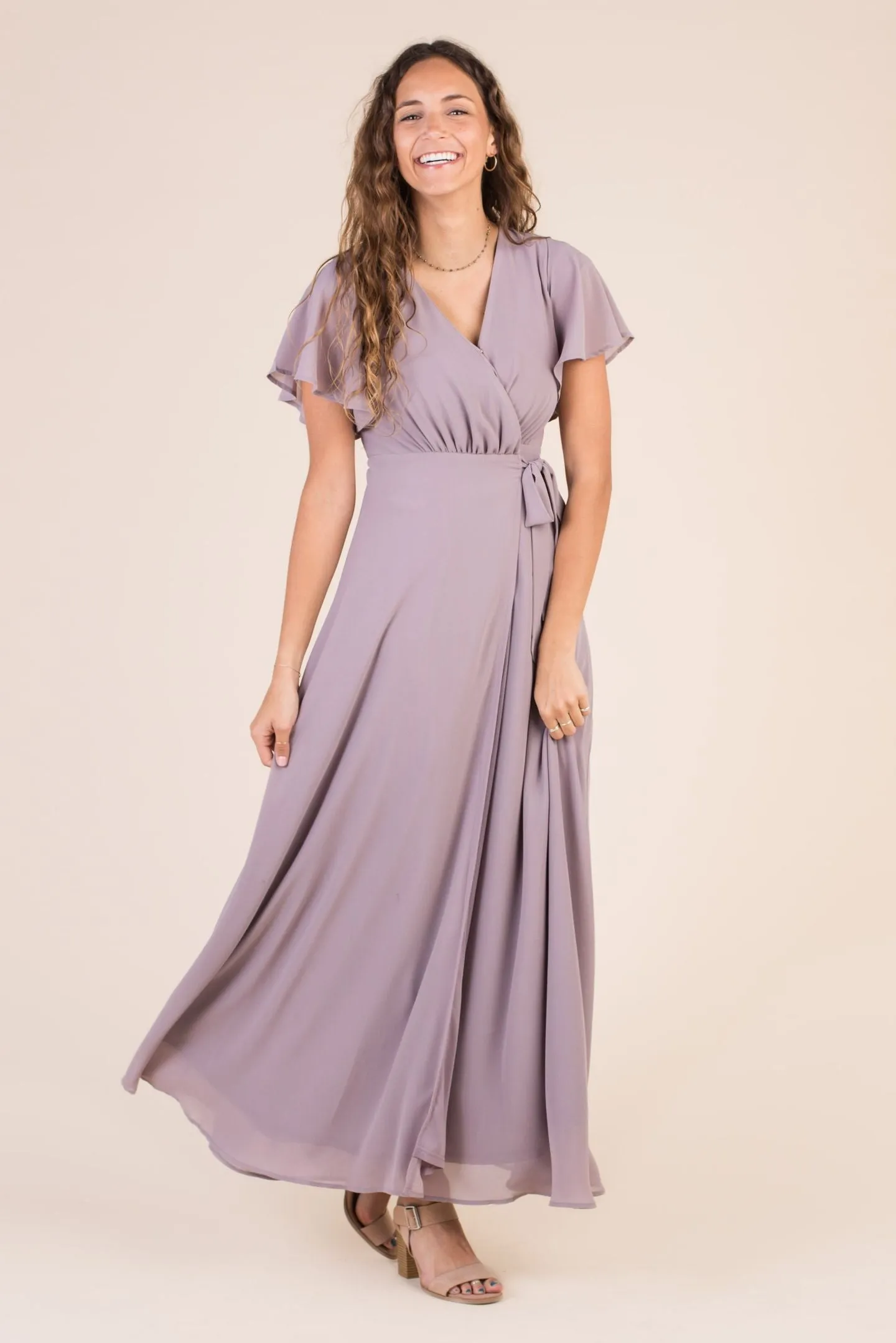 Naples Flutter Sleeve Wrap Maxi