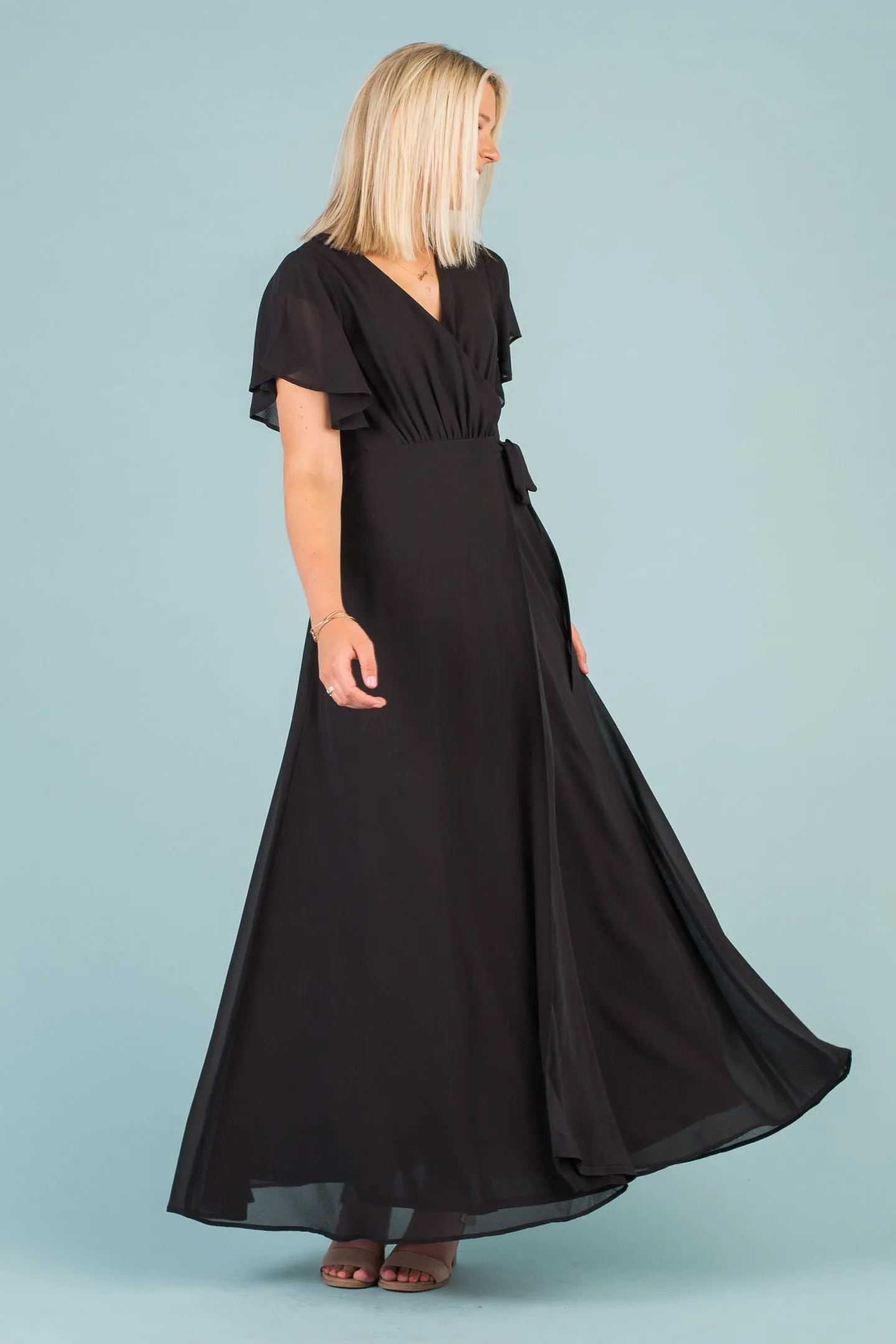 Naples Flutter Sleeve Wrap Maxi