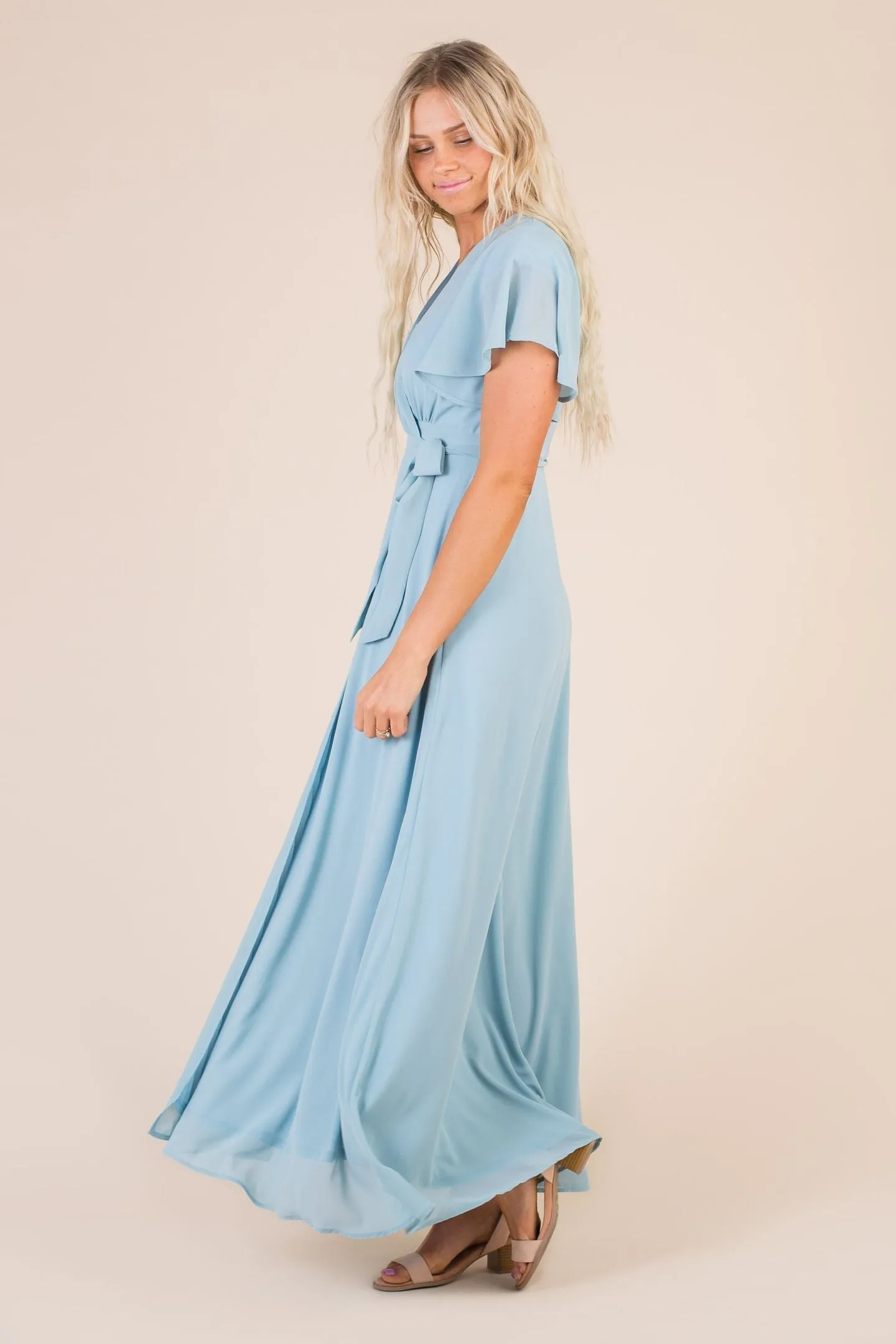 Naples Flutter Sleeve Wrap Maxi
