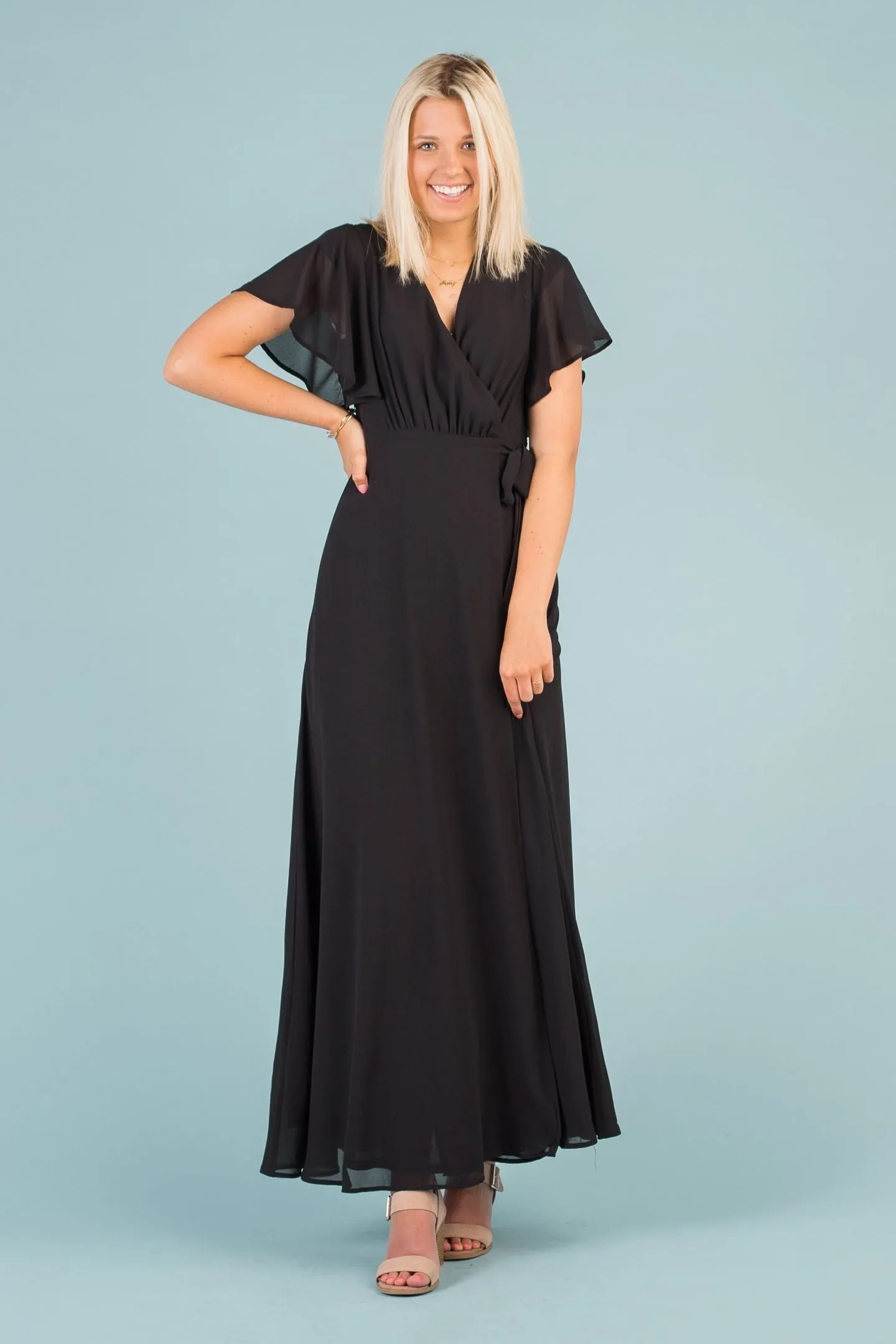 Naples Flutter Sleeve Wrap Maxi