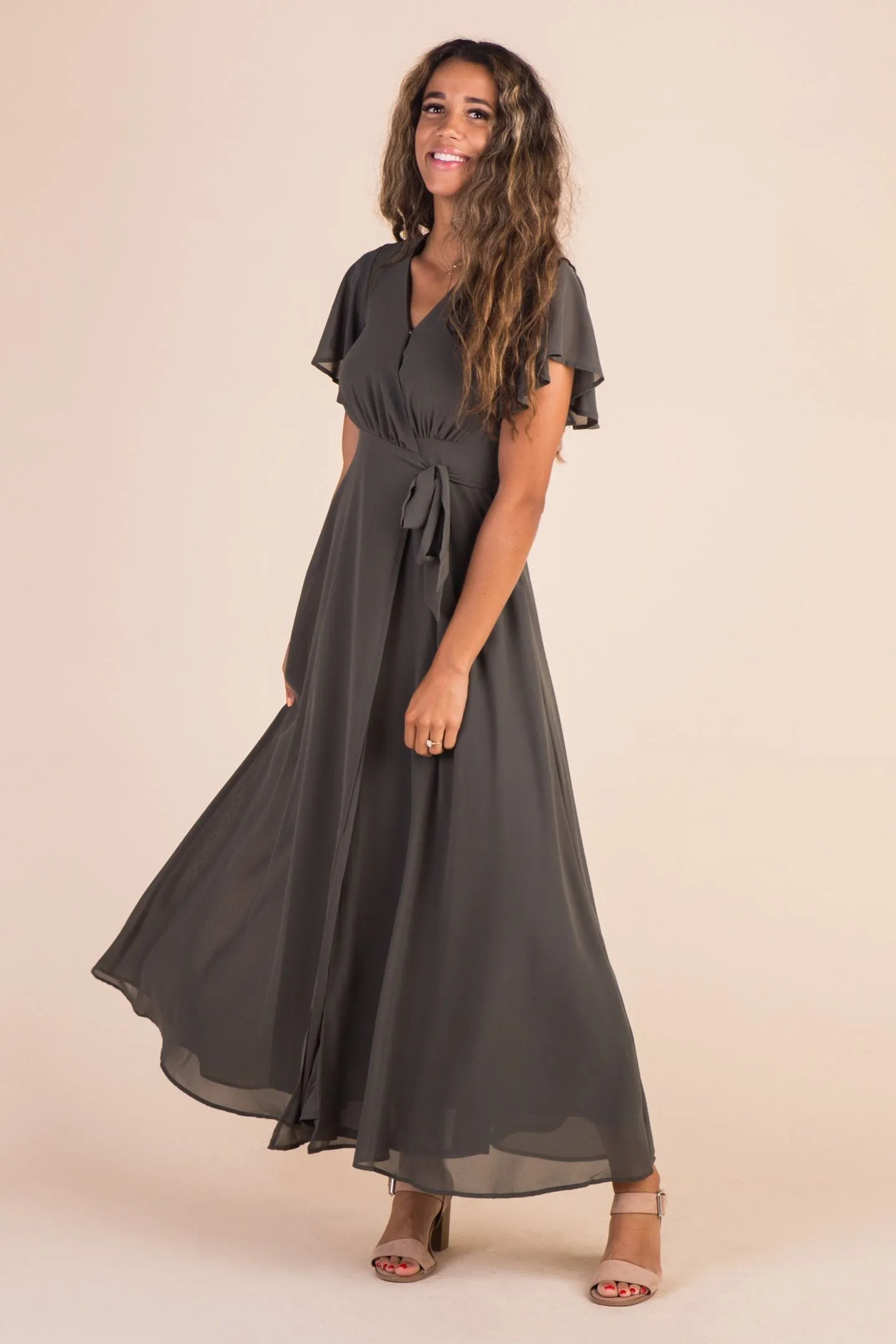 Naples Flutter Sleeve Wrap Maxi