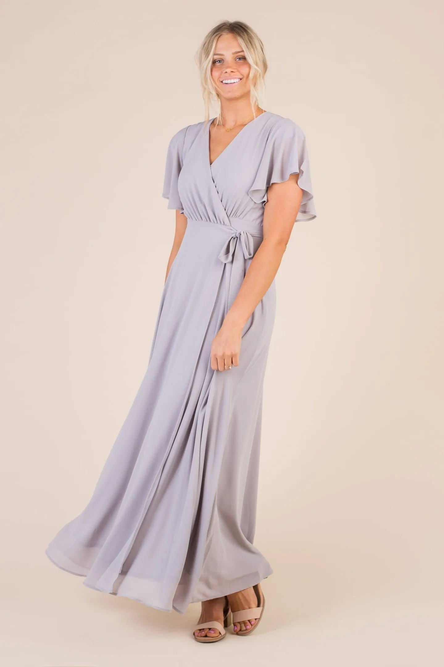 Naples Flutter Sleeve Wrap Maxi
