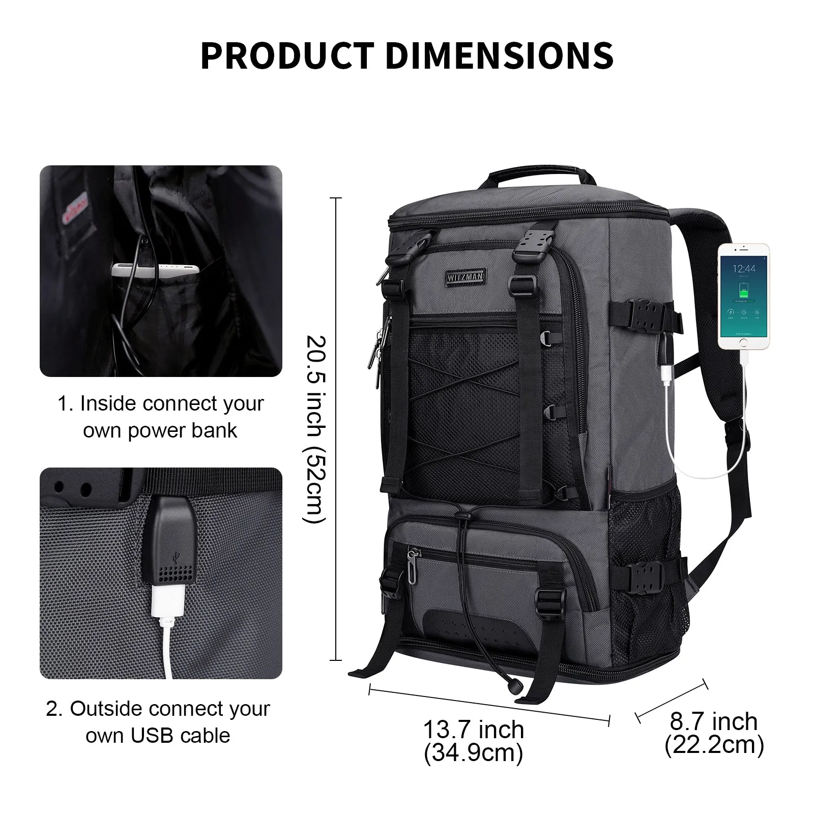 Nylon Backpack for Men Large 3 in 1 Bag