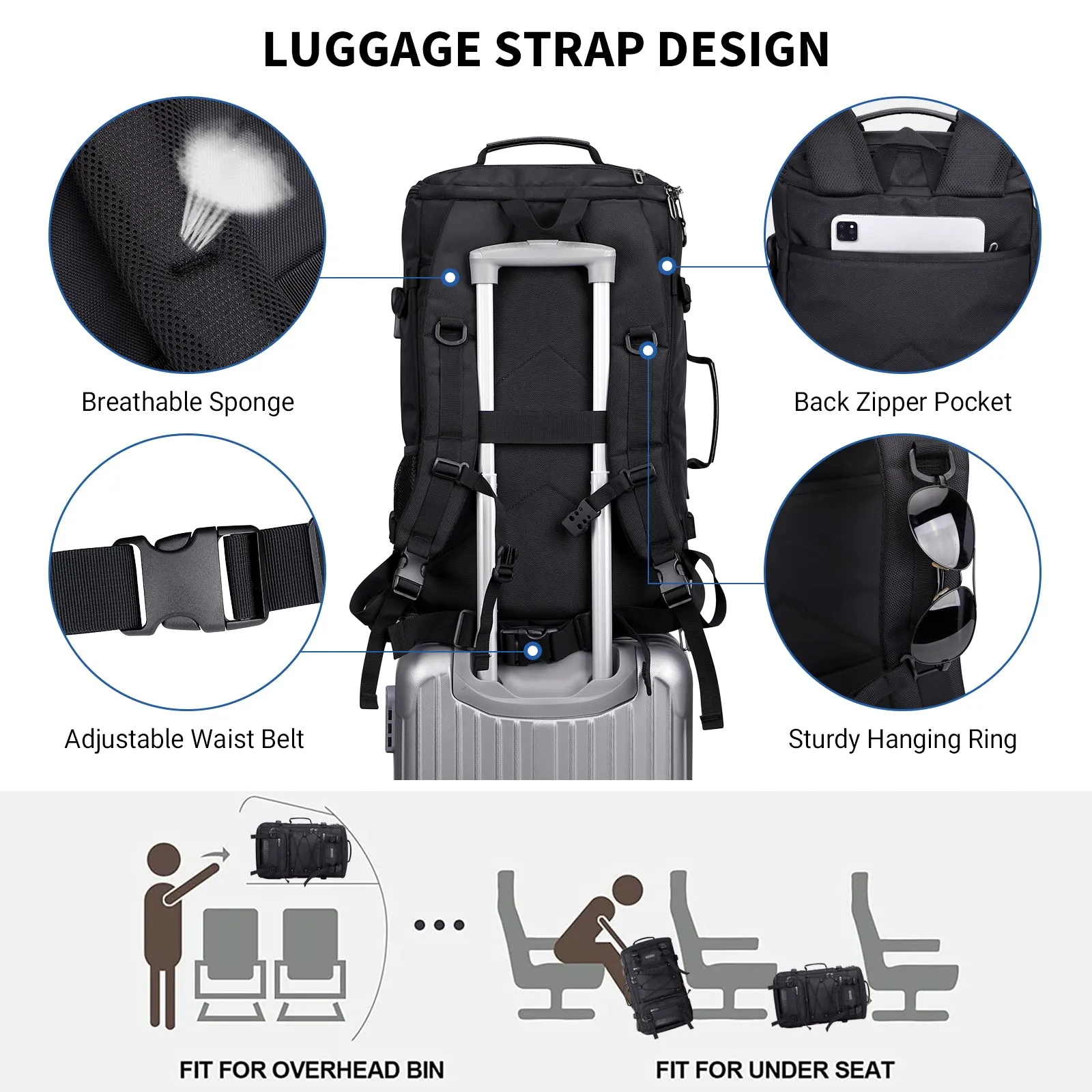 Nylon Backpack for Men Large 3 in 1 Bag