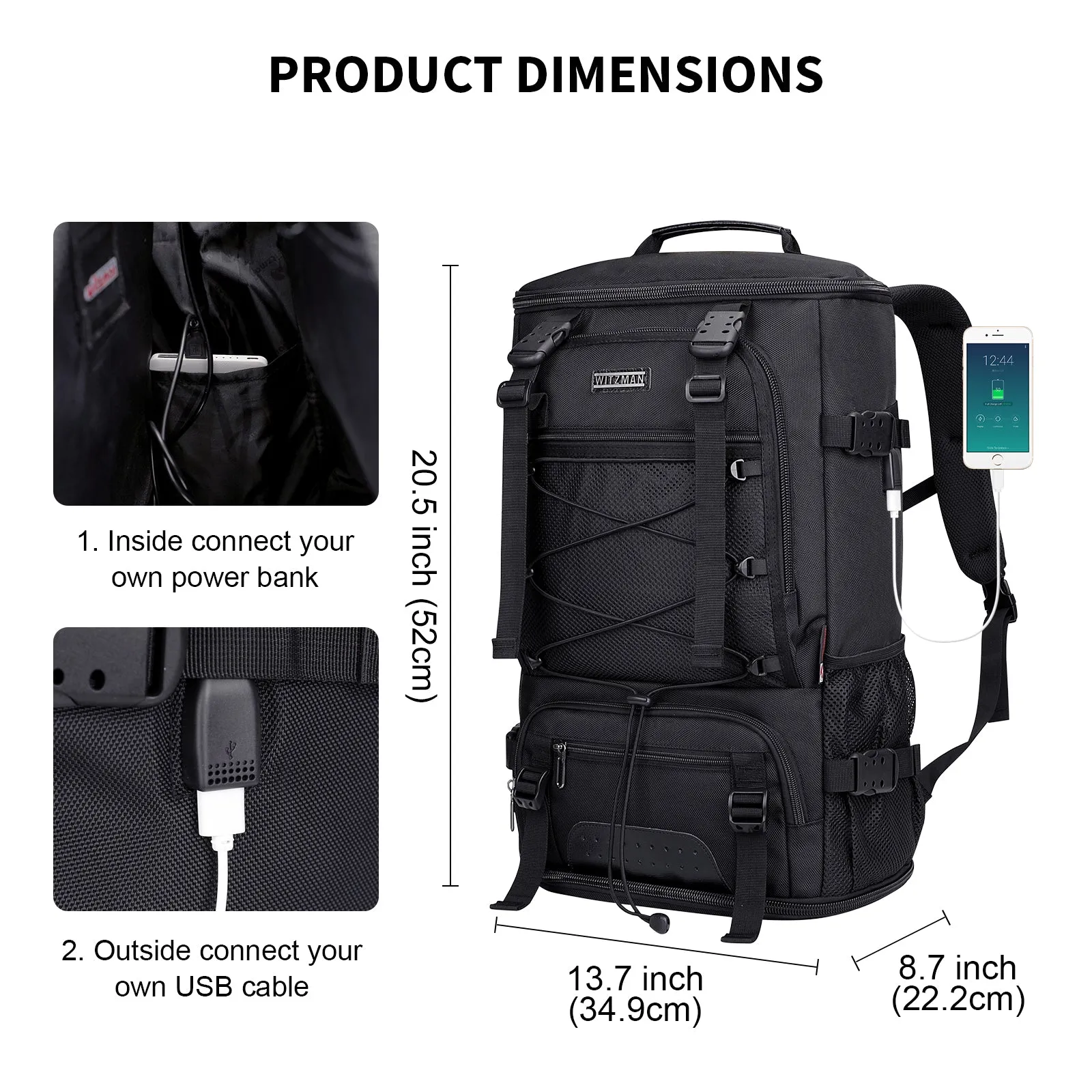 Nylon Backpack for Men Large 3 in 1 Bag