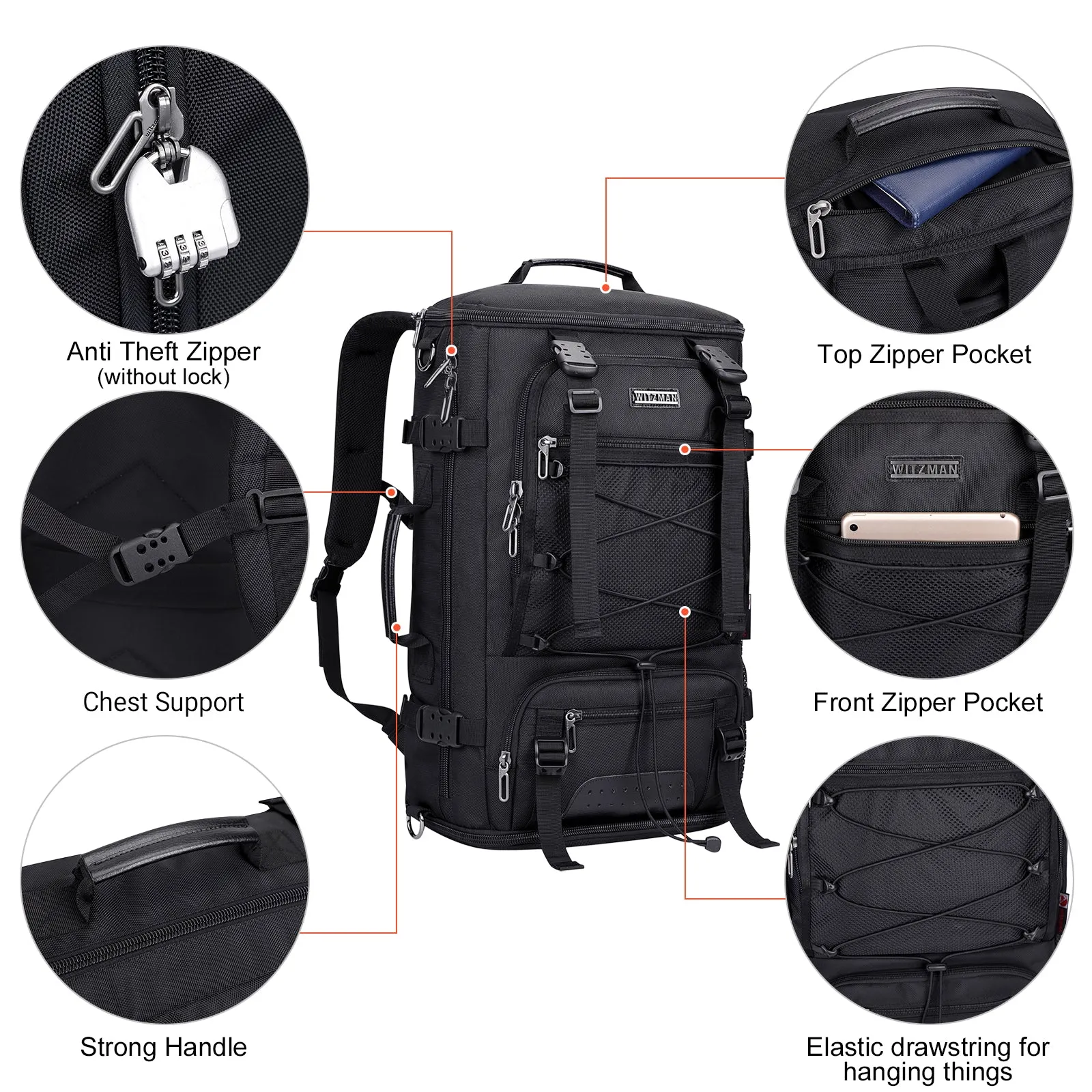 Nylon Backpack for Men Large 3 in 1 Bag