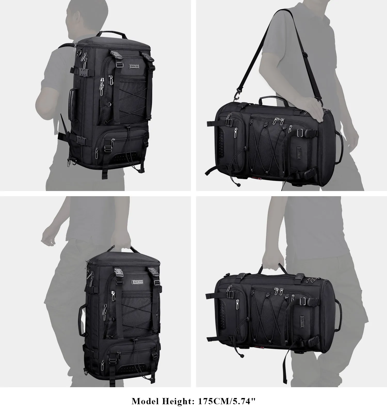 Nylon Backpack for Men Large 3 in 1 Bag
