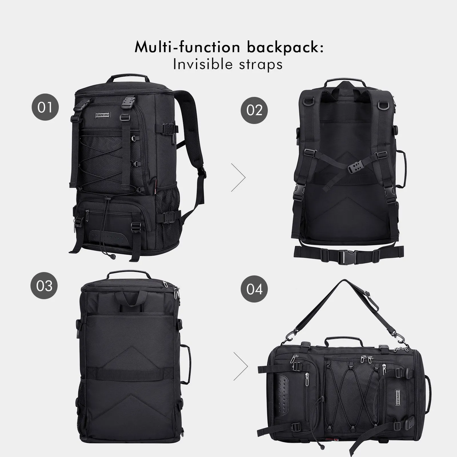 Nylon Backpack for Men Large 3 in 1 Bag