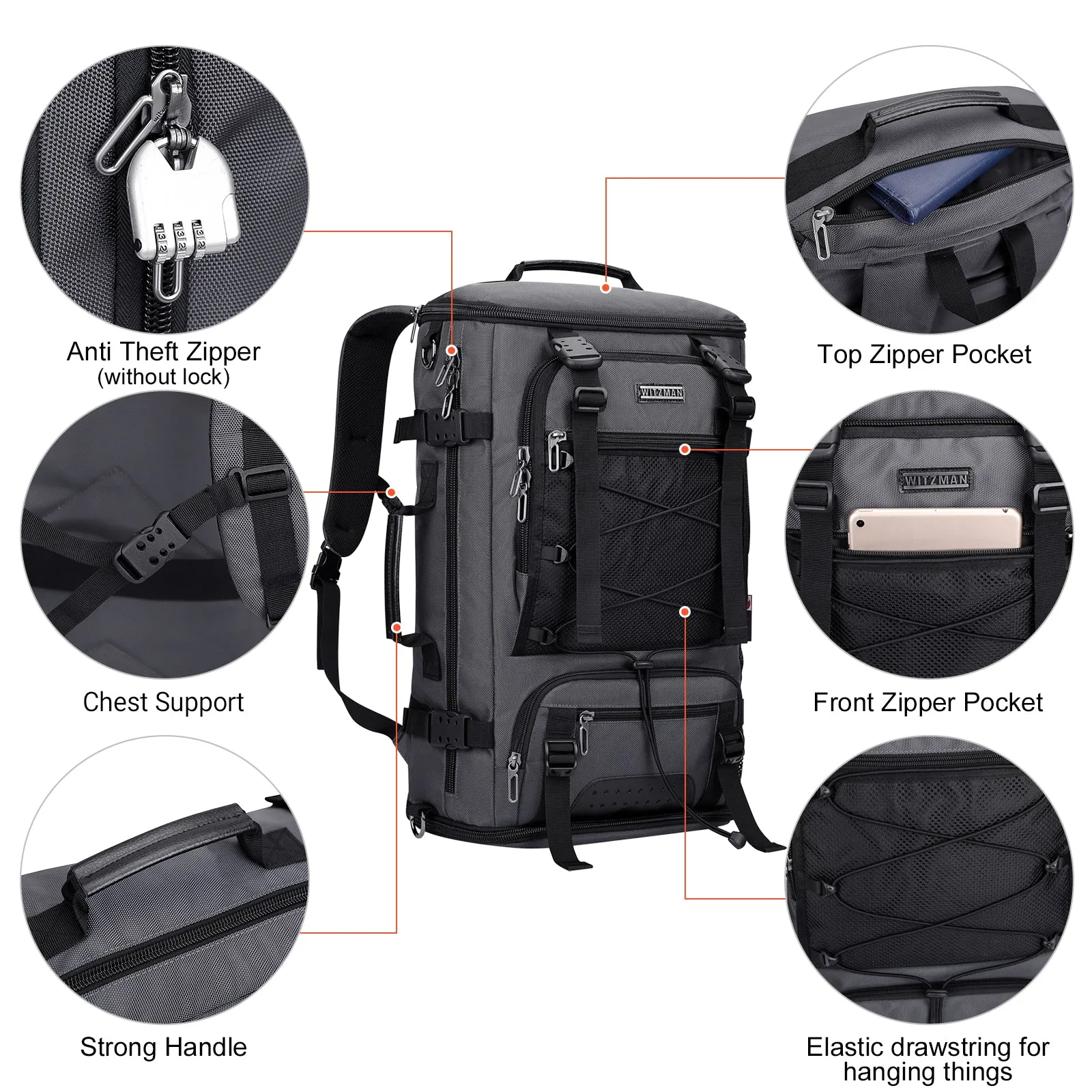 Nylon Backpack for Men Large 3 in 1 Bag