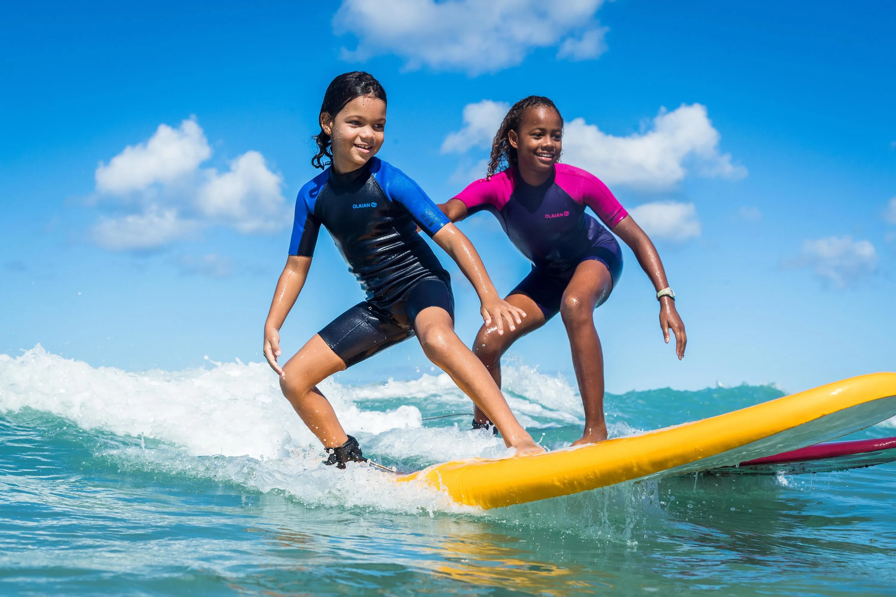 Olaian 100 Surf Shorty kids' Wetsuit 1.5 mm neoprene - Purple Pink