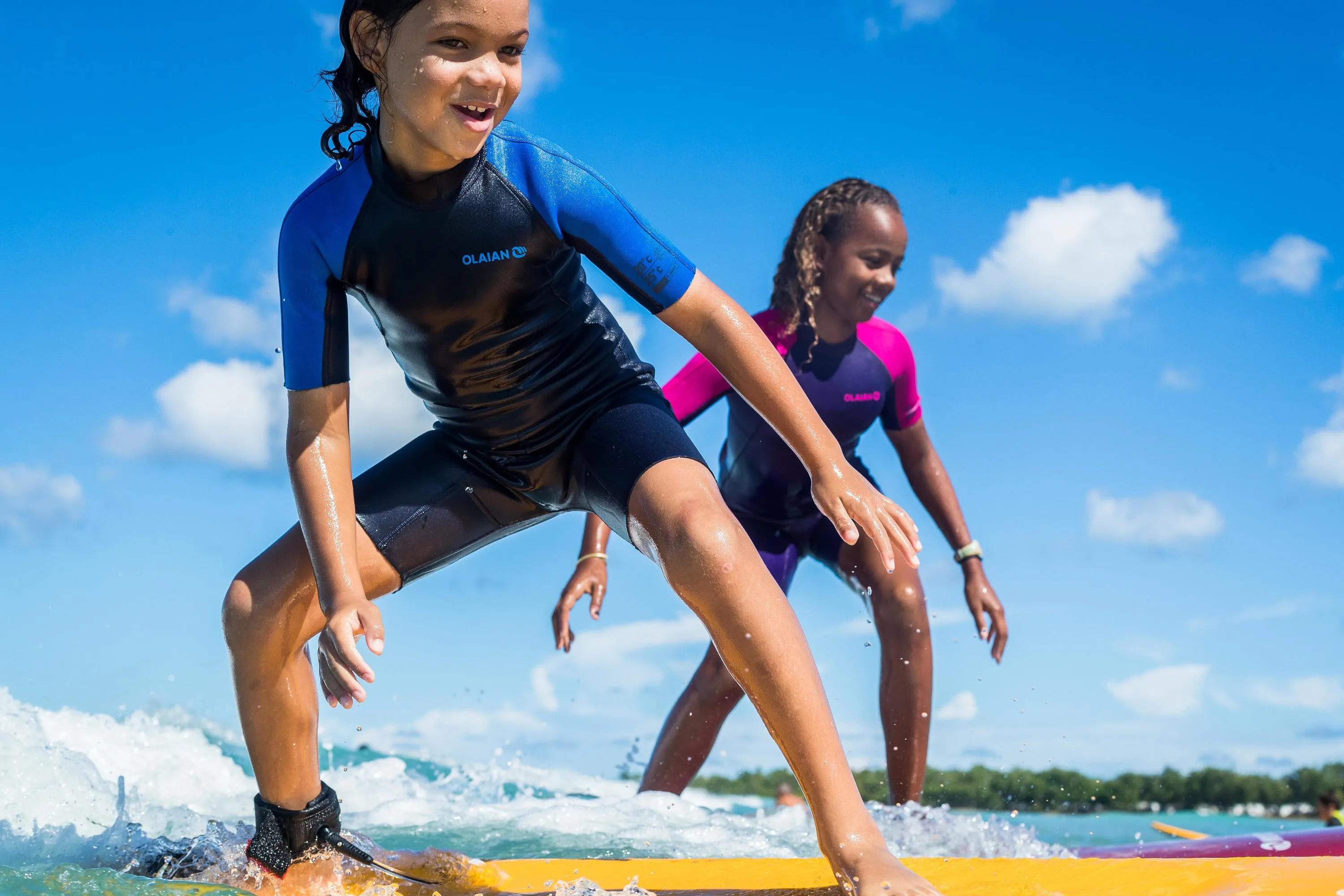 Olaian 100 Surf Shorty kids' Wetsuit 1.5 mm neoprene - Purple Pink