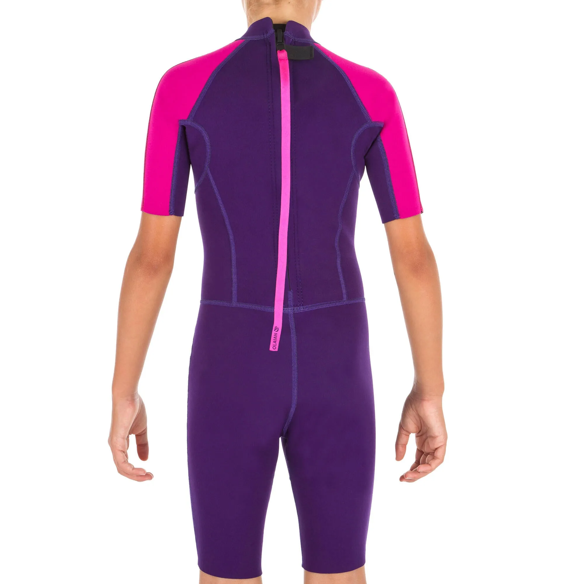 Olaian 100 Surf Shorty kids' Wetsuit 1.5 mm neoprene - Purple Pink