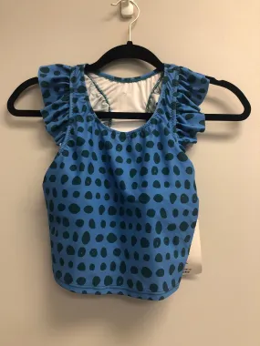 Outlet 6897 - Latched Mama Ruffle Nursing Swim Crop Top - Teal Surf - Extra Small