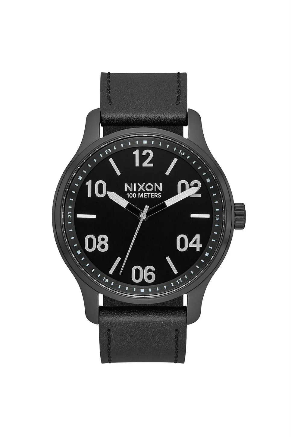 PATROL LEATHER WATCH - BLACK/SILVER/BLACK