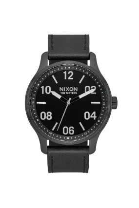 PATROL LEATHER WATCH - BLACK/SILVER/BLACK