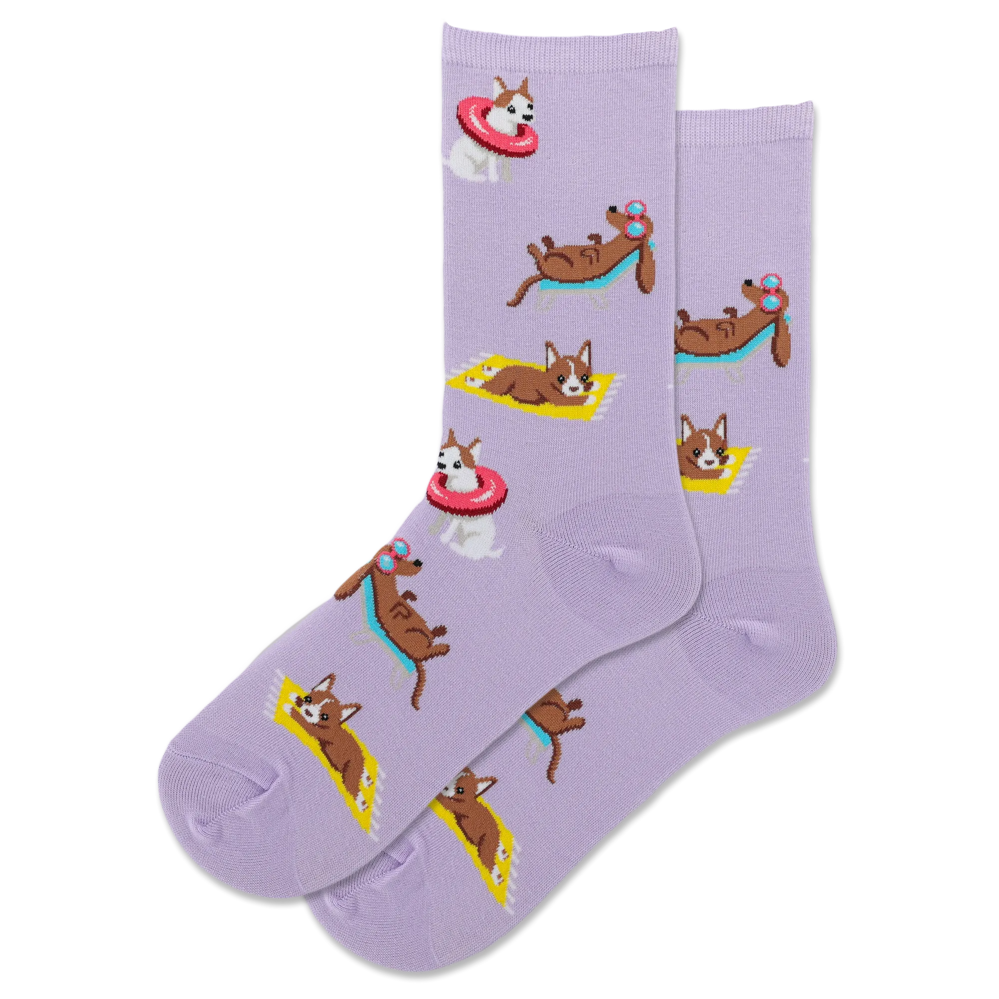 "Beach Dogs" Cotton Crew Socks by HotSox