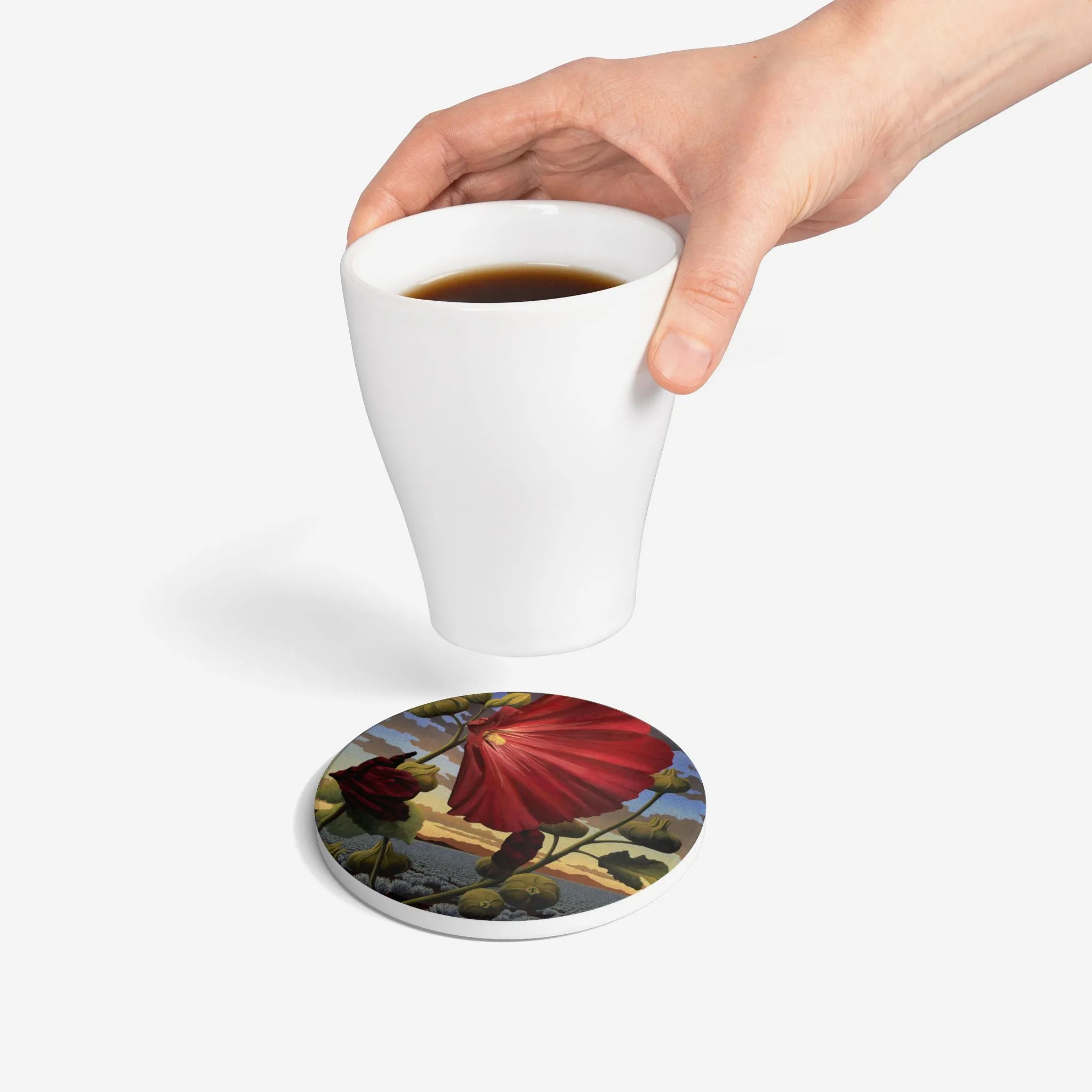Sage Ocean Bloom Ceramic Coaster