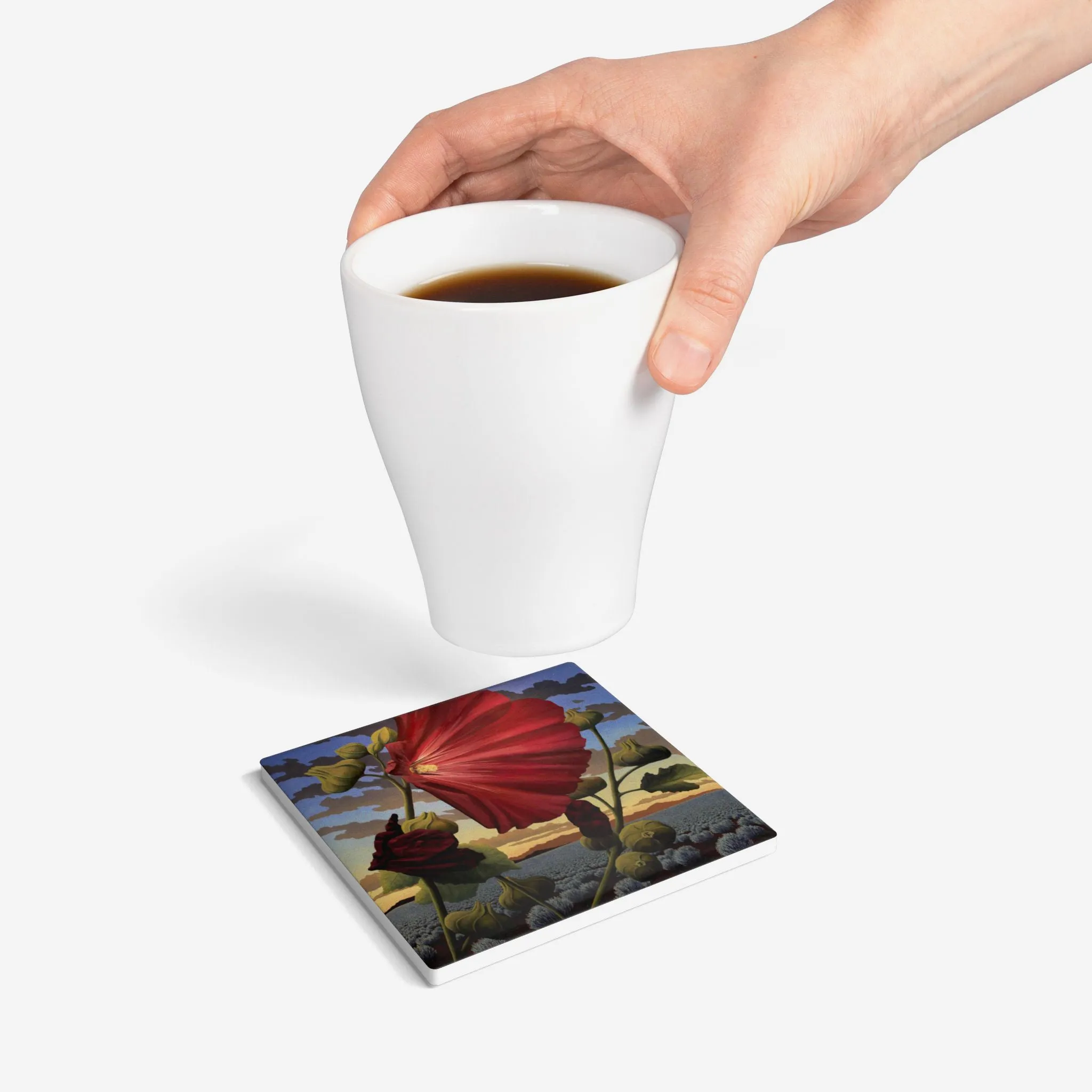 Sage Ocean Bloom Ceramic Coaster