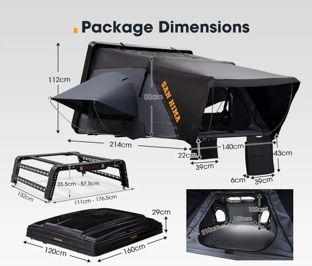 San Hima Jervis Gen 2 Roof Top Tent Hardshell Camping   Universal Ute Tub Rack