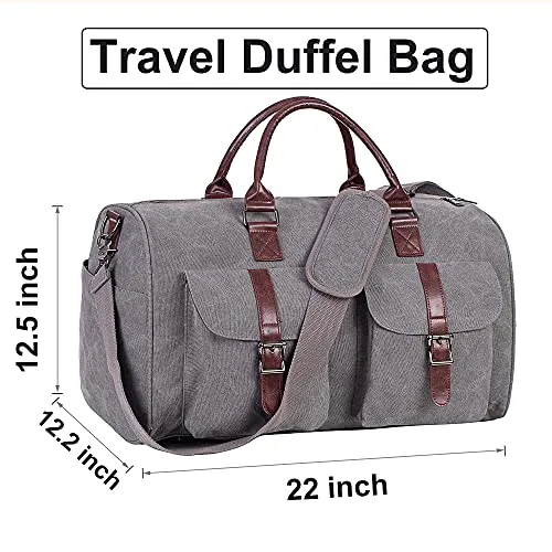 SFFashion™ 22" Canvas Duffel Gym/Travel Bag w/ Shoe Compartment - Gray Weekender Bag
