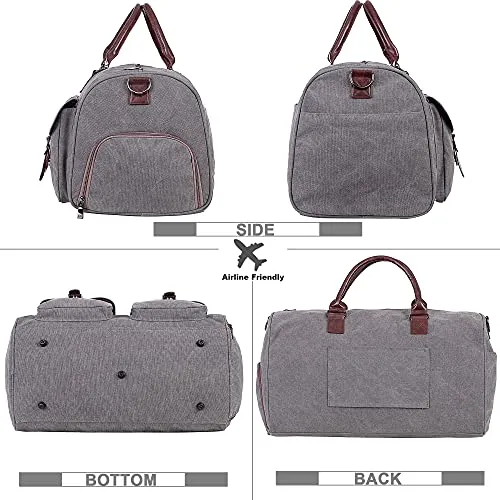 SFFashion™ 22" Canvas Duffel Gym/Travel Bag w/ Shoe Compartment - Gray Weekender Bag