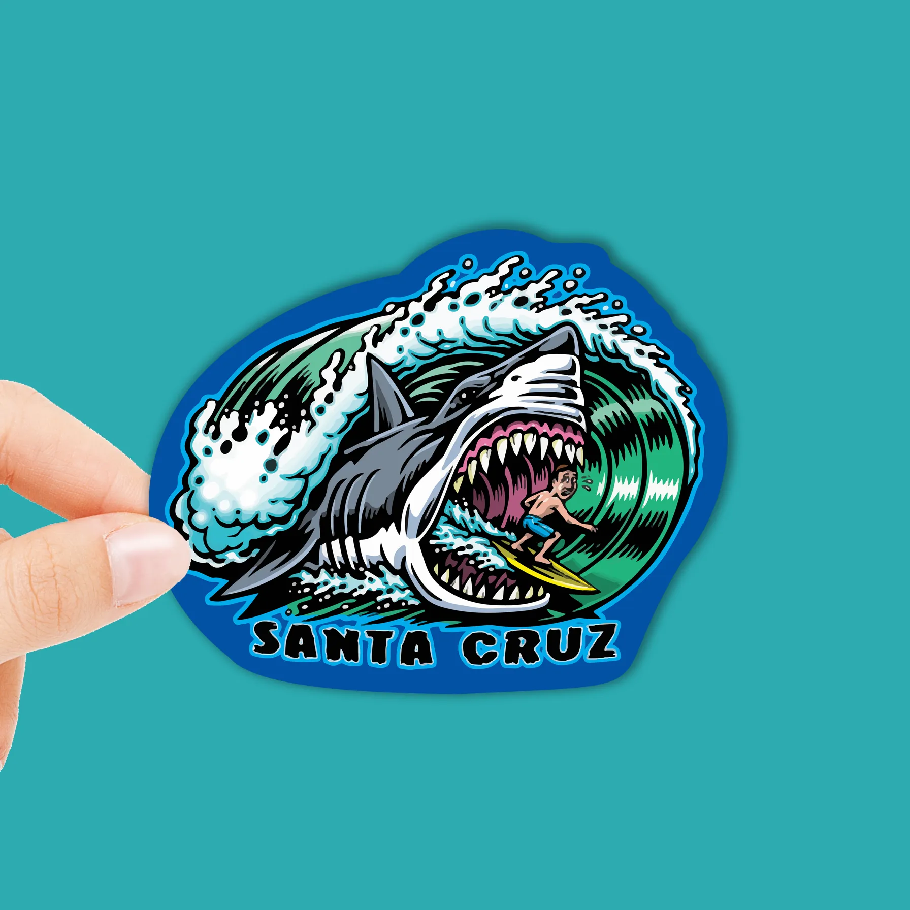 Shark Surf Sticker | Waterproof Vinyl | 3in