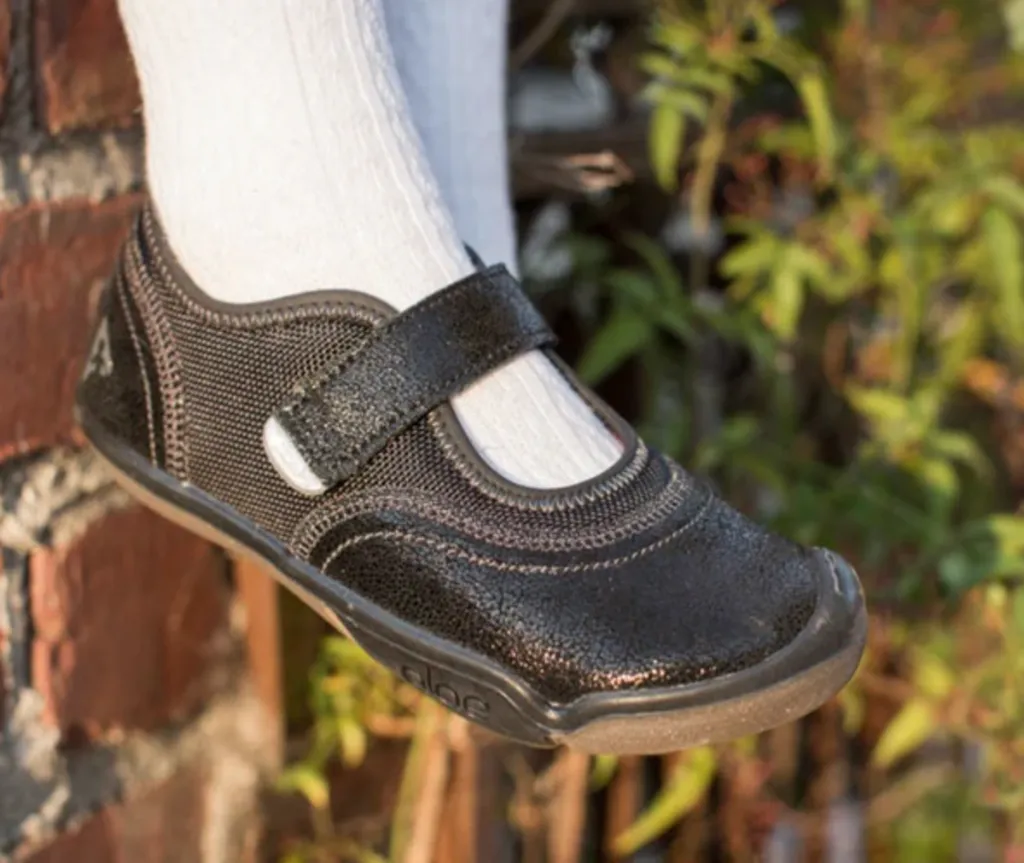 Size 8: Plae Black Shimmer Suede/Nylon Mary Jane Shoes NEW
