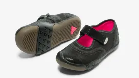 Size 8: Plae Black Shimmer Suede/Nylon Mary Jane Shoes NEW