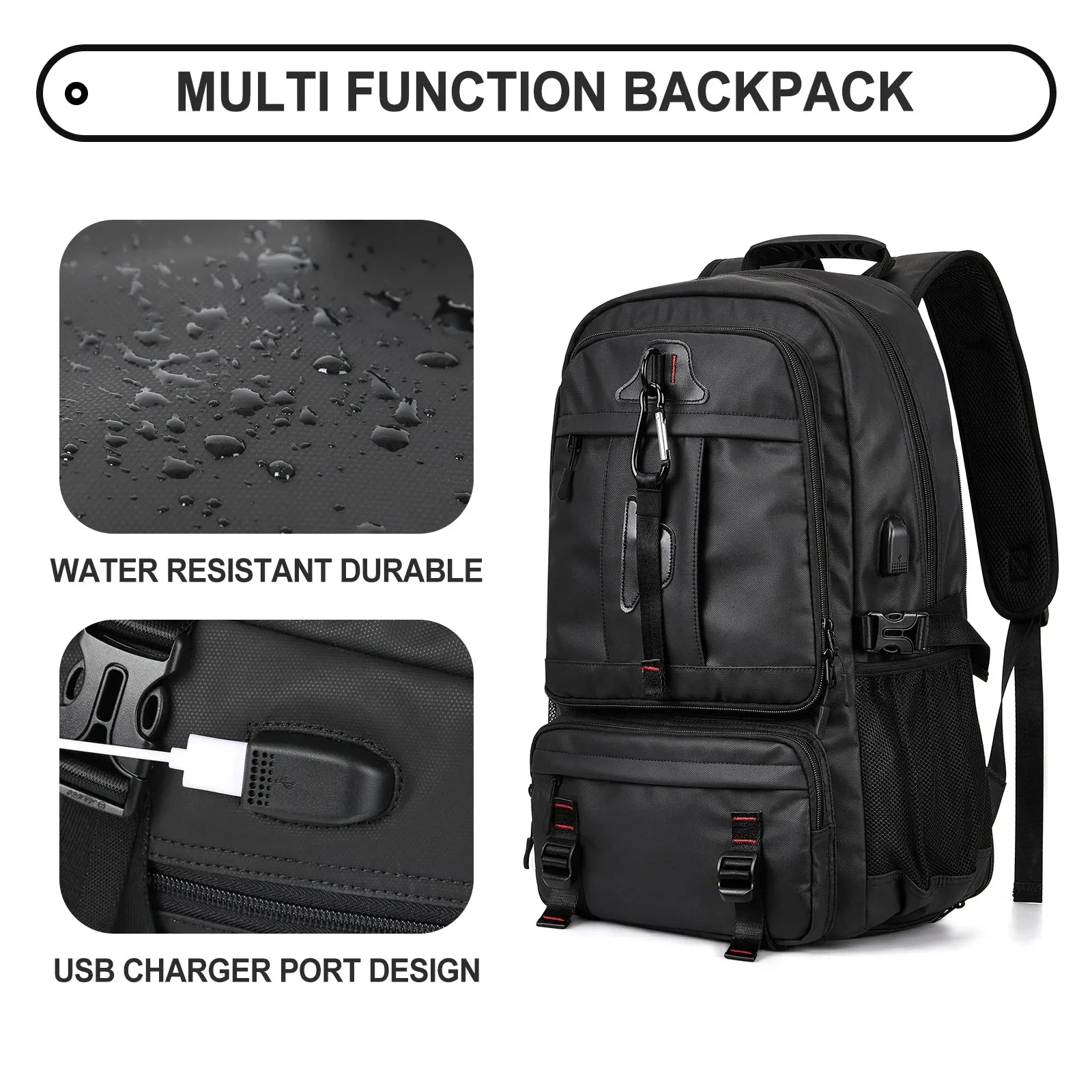 Sohiwoo Men's Backpack Large Capacity Business Travel Backpack School Backpack Laptop Bag Waterproof Expandable Backpacks Man Backpack