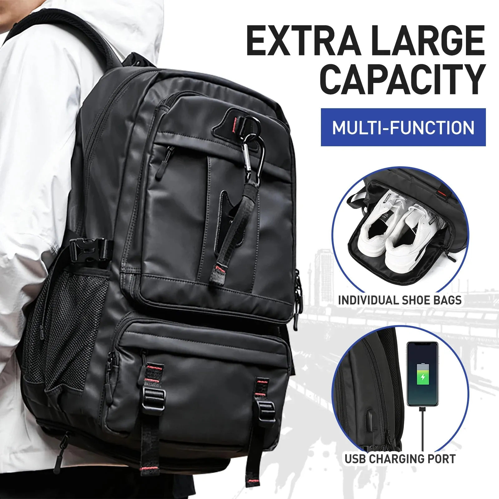 Sohiwoo Men's Backpack Large Capacity Business Travel Backpack School Backpack Laptop Bag Waterproof Expandable Backpacks Man Backpack