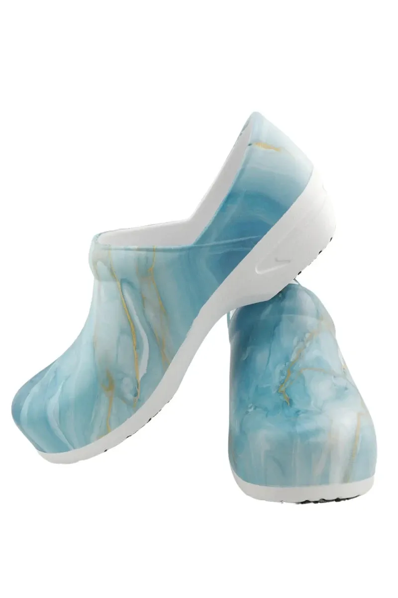 StepZ Women's Slip Resistant Nurse Clogs | Ocean Marble