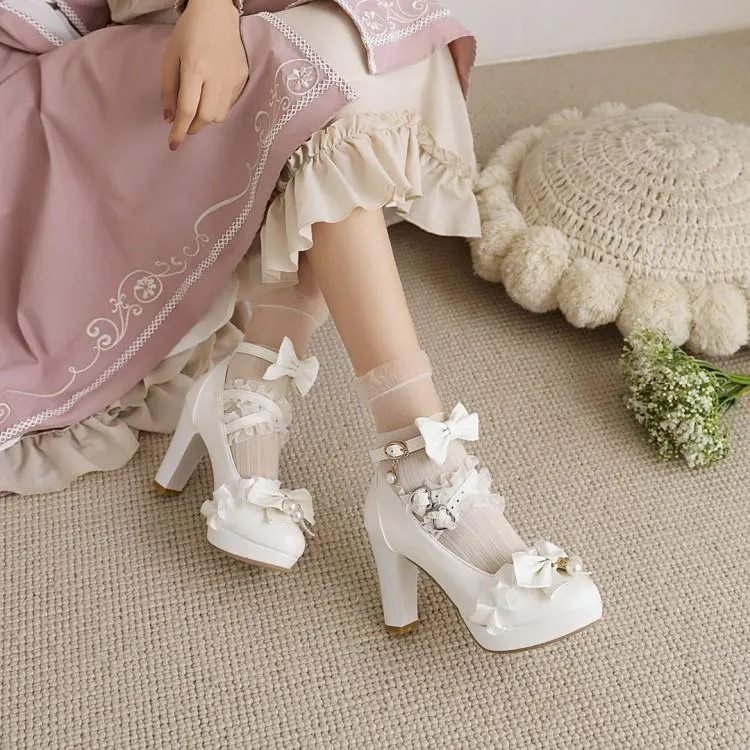 Sweet Lace Bow Lolita Mary Janes Shoes