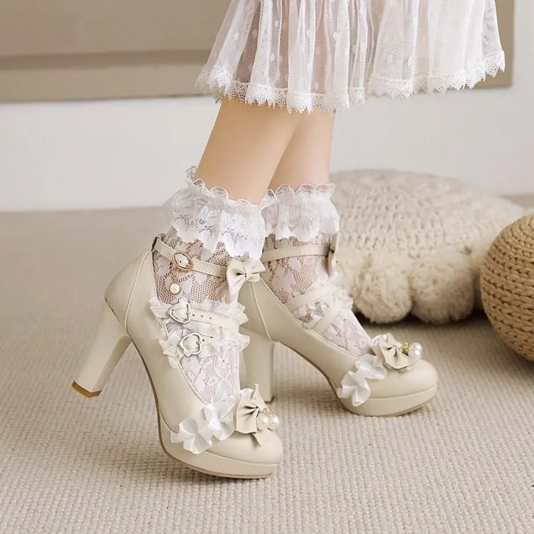 Sweet Lace Bow Lolita Mary Janes Shoes
