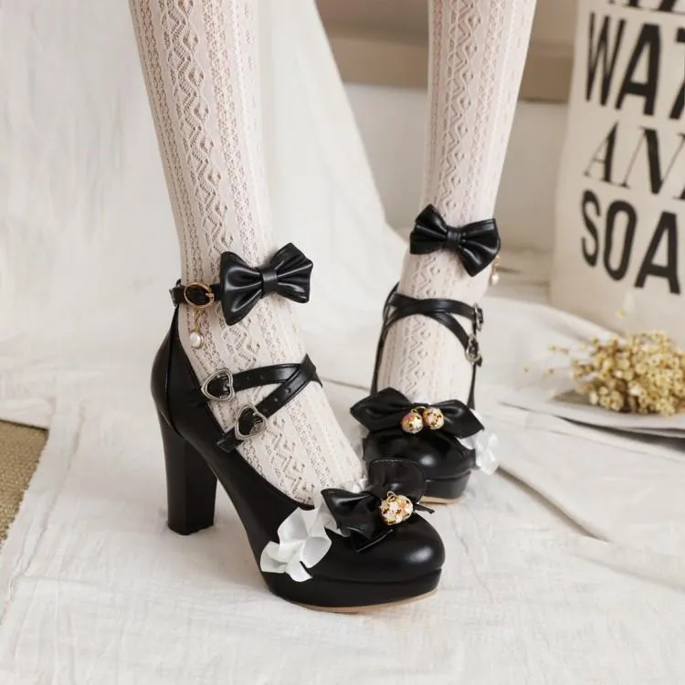 Sweet Lace Bow Lolita Mary Janes Shoes
