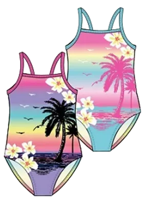 Swimwear Girls Sz 7-16 Sunset Tropics Swimsuit, Size 7-16