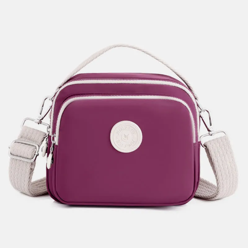 Triple Zip Small Handbag for Women Lightweight Waterproof Crossbody Shoulder Bag