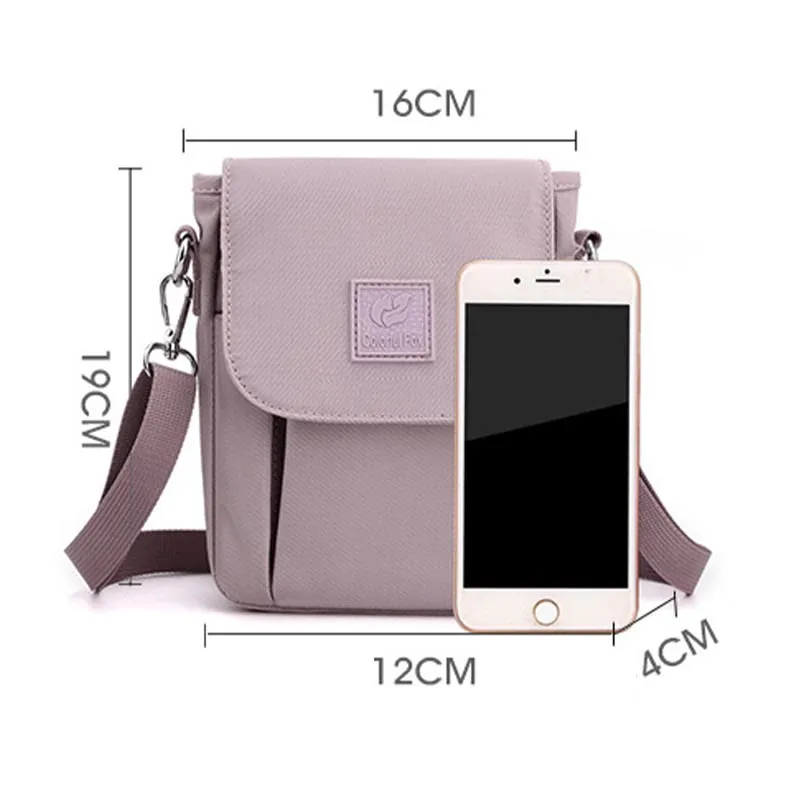 Waterproof Nylon Crossbody Bags Phone Bags with Adjustable Straps